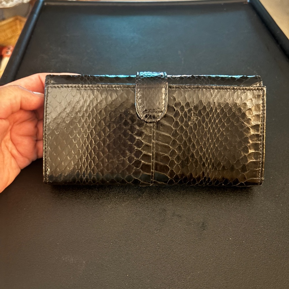 Marshal Field's Vintage Black Snake Print Wallet